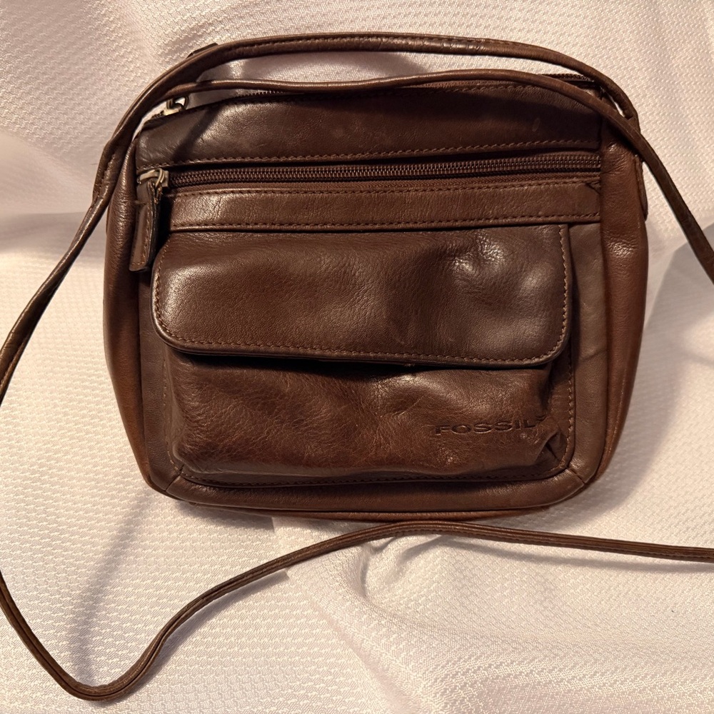 Fossil Brown Leather cross body